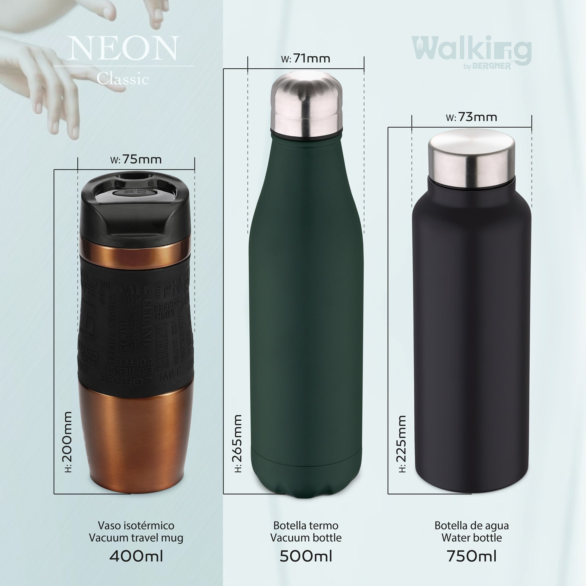 Botella Termo Cola 500ml Acero Inoxidable Verde Walking Anywhere_2