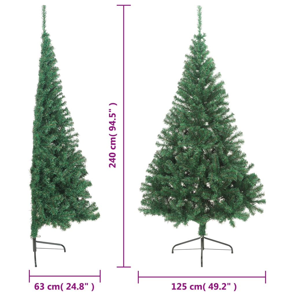 Vidaxl Medio Árbol De Navidad Artificial Con Soporte Pvc Verde 240 Cm_2