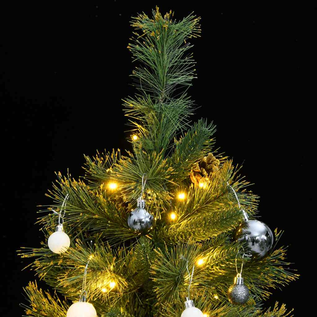 Vidaxl Árbol Navidad Artificial Con Bisagras 150 Led Y Bolas 120 Cm_1