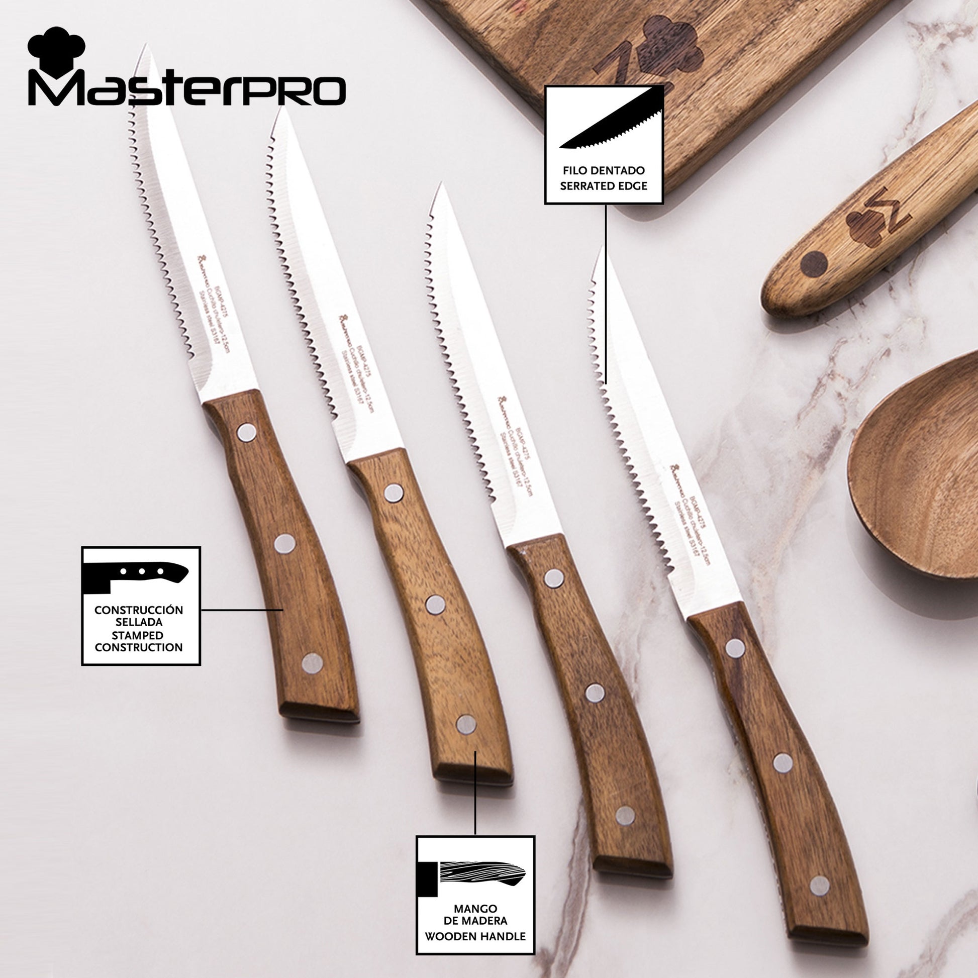 Pack Batería De Cocina 5 Piezas + Set De 4pc Cuchillos Chuleteros_4