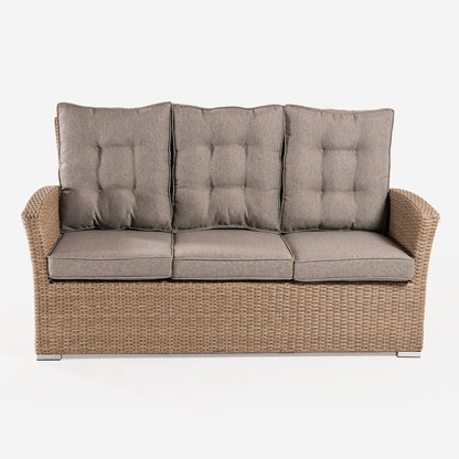 Sofá Para Jardín, 3 Plazas, Color Natural, Aluminio Y Rattán Sintético, Tamaño:80x170x93 Cm,cojines Marrón Incluidos_3