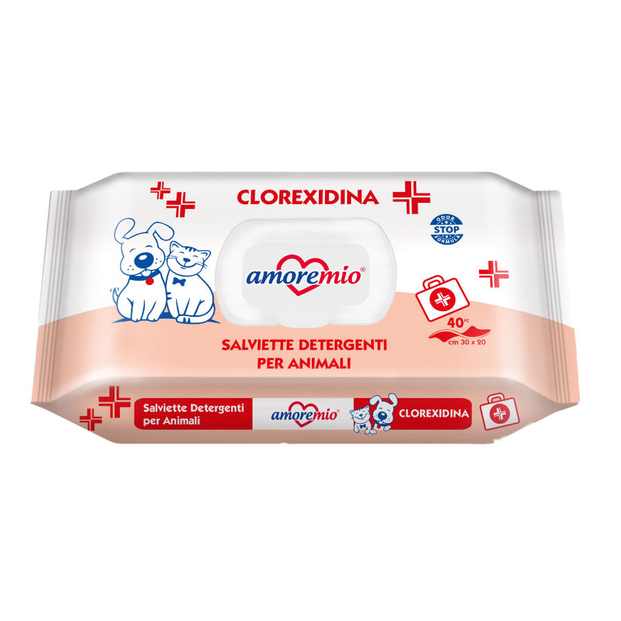 Amoremio Toallitas Clorexidina Para Perro Y Gato, Paquete De 40 Toallitas_0
