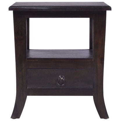 Mesita De Noche Madera Maciza De Caoba Negro Claro 40x40x45 Cm_0