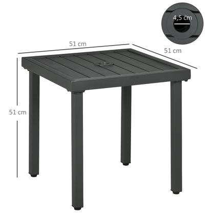 Outsunny Mesa De Jardín Cuadrada Con Orificio Para Sombrillas Ø45 Mm 51x51x51 Cm_2