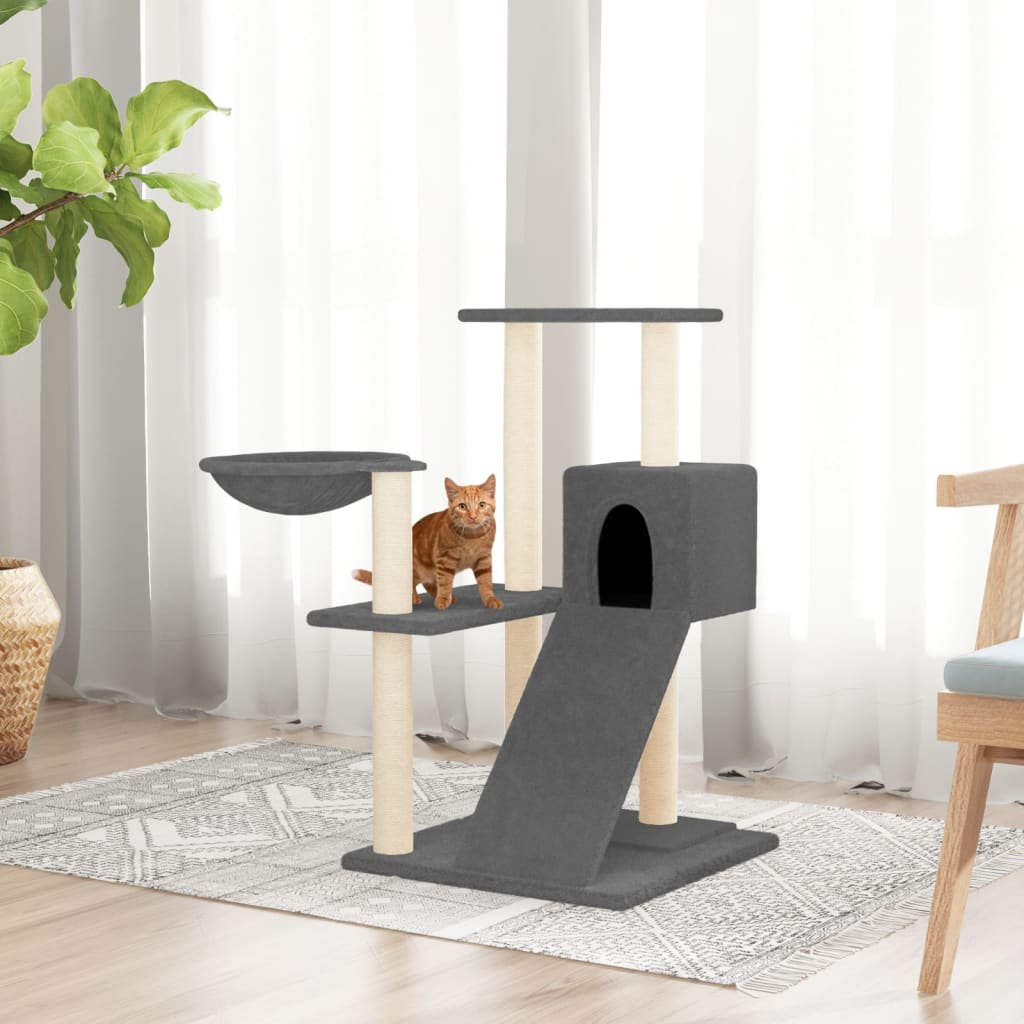 Rascador Para Gatos Con Postes De Sisal Gris Oscuro 82 Cm_1
