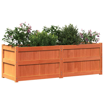 Jardinera Exterior Madera Maciza Pino Marrón Cera 150x50x50 Cm_3