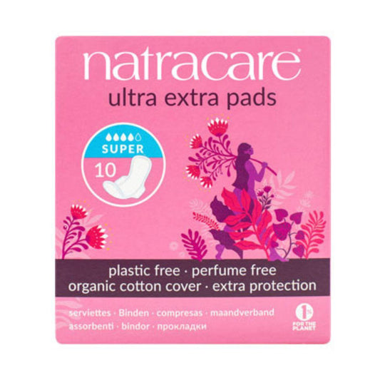 Natracare - Embalagem de 10 absorventes superalados ultra extra biológicos