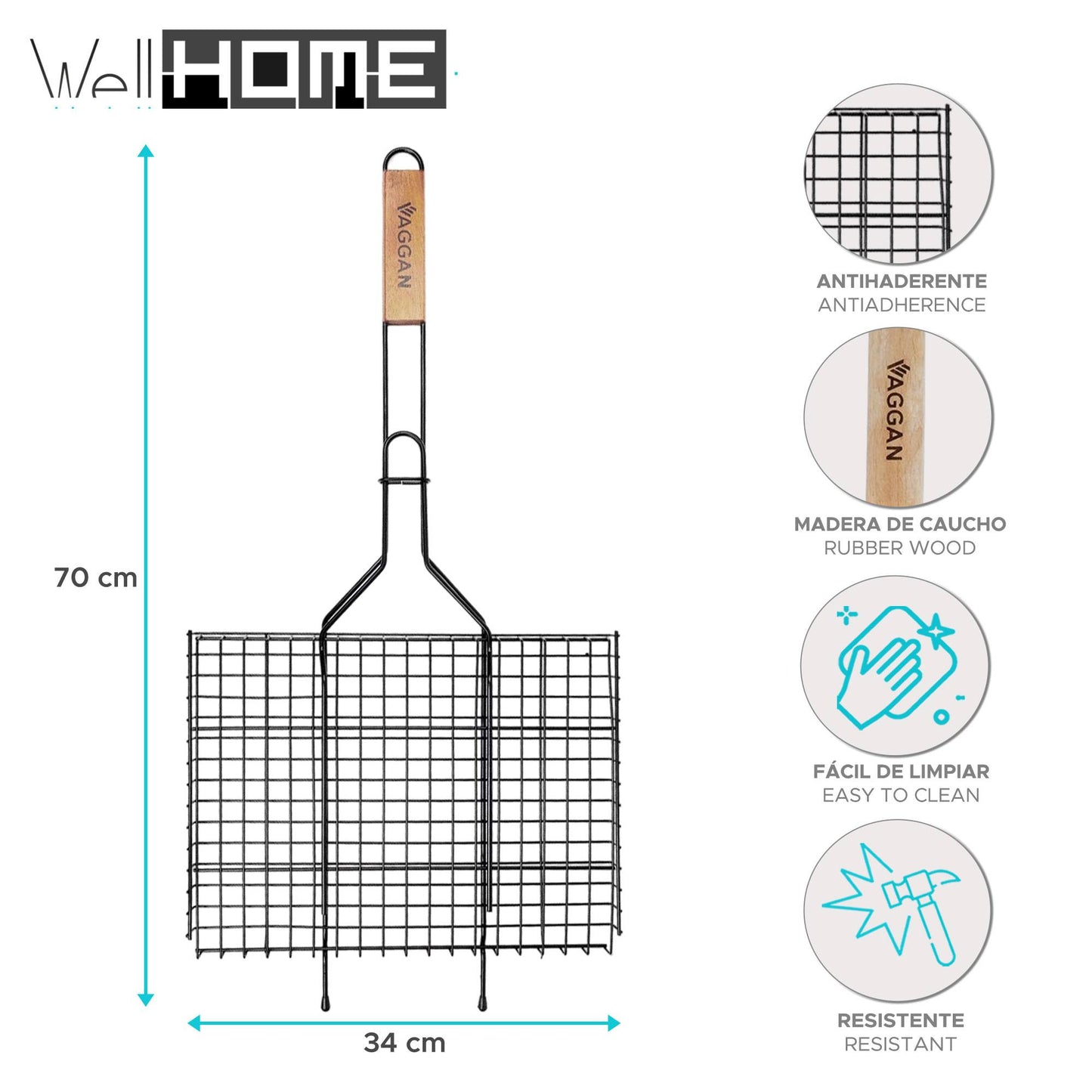 Well Home - Parrilla Para Hamburguesas Negra Antiadherente_1