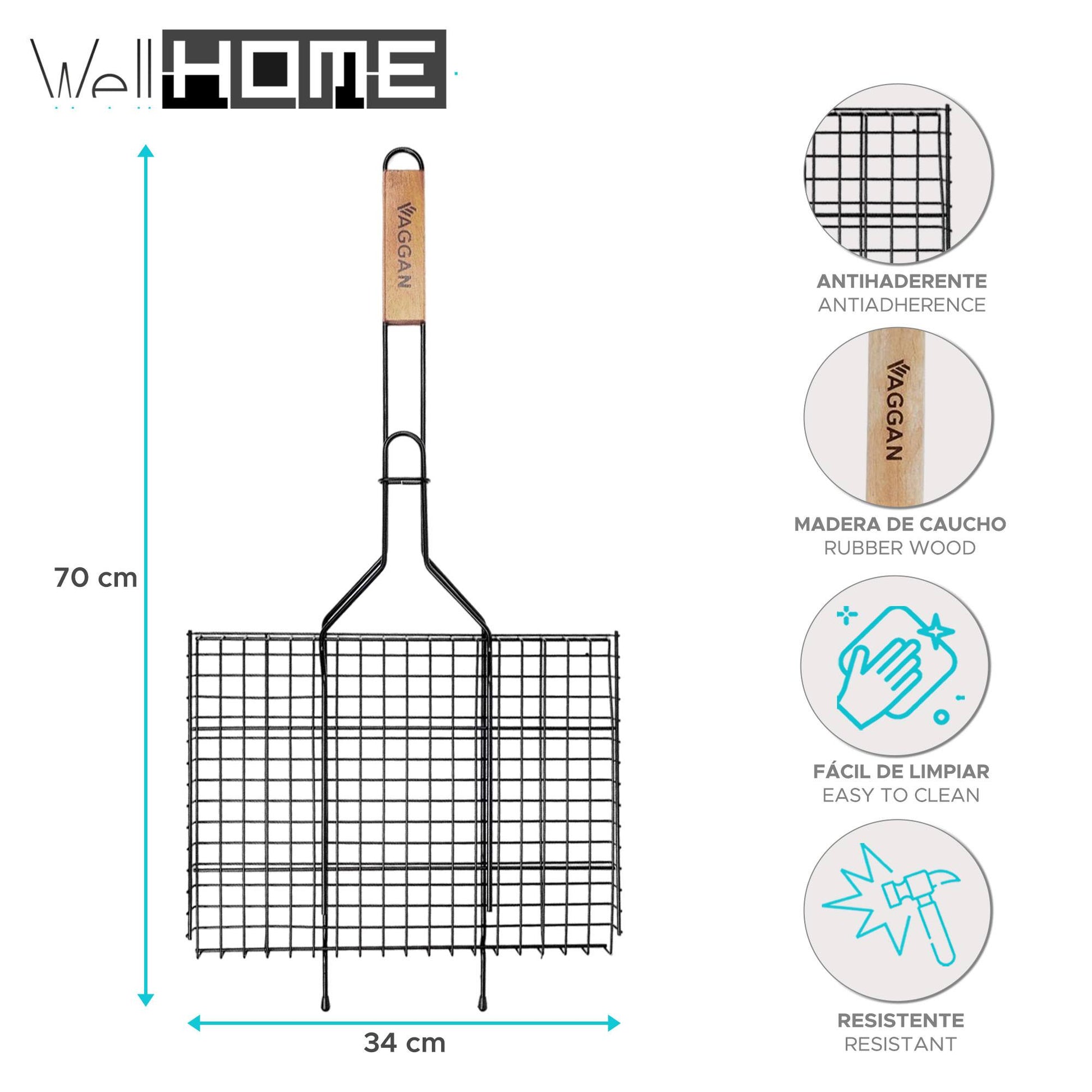 Well Home - Parrilla Para Hamburguesas Negra Antiadherente_1