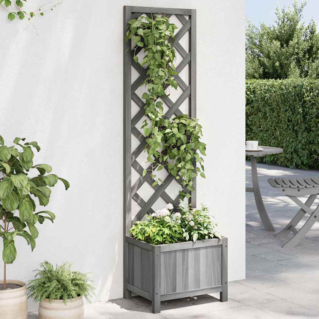 Jardinera Con Enrejado 40x30x135 Cm Madera Maciza De Abeto_1