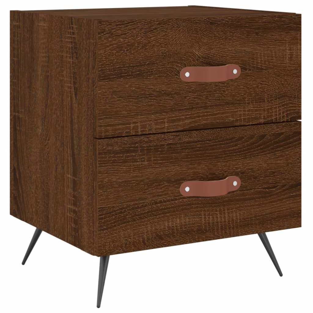 Mesita Noche 2 Uds Madera Ingeniería Marrón Roble 40x35x47,5 Cm_3