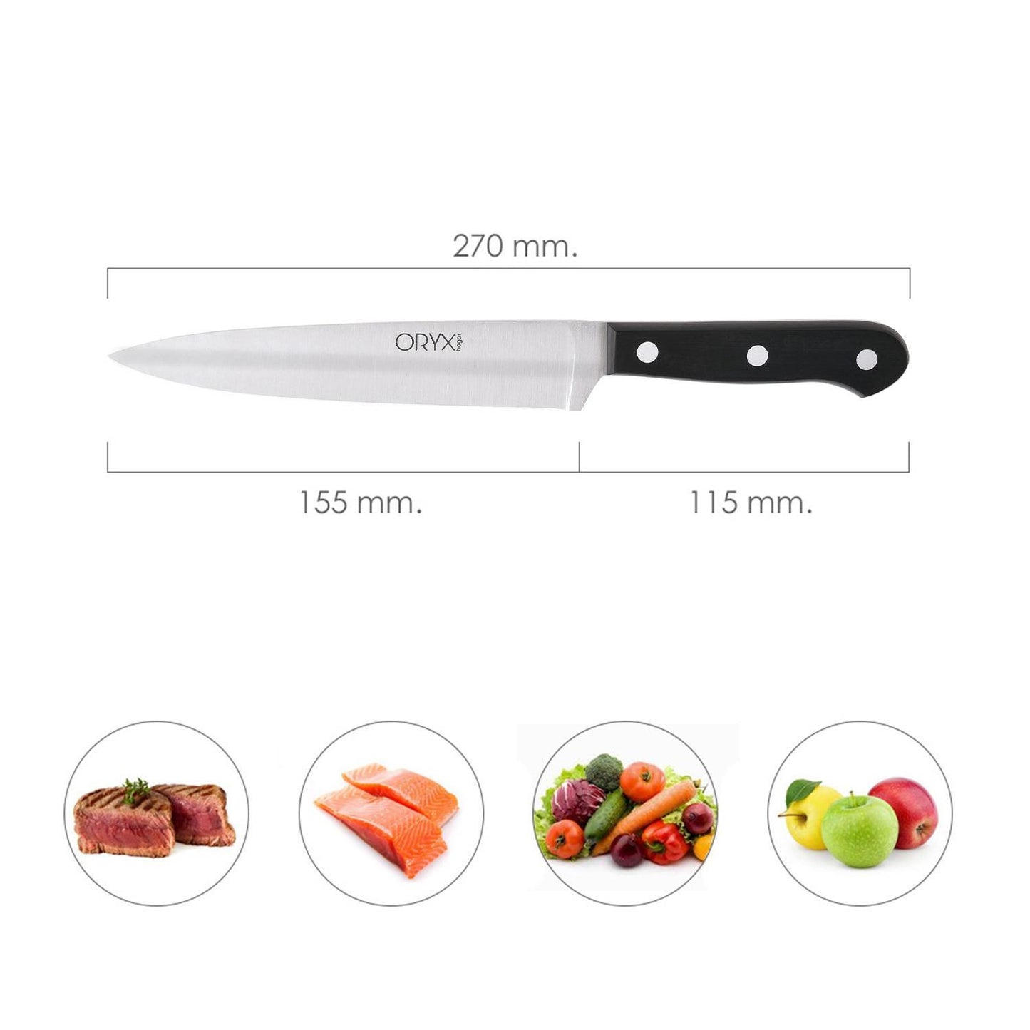 Cuchillo Grenoble Cocina Hoja Acero Inoxidable 17 Cm. Negro
