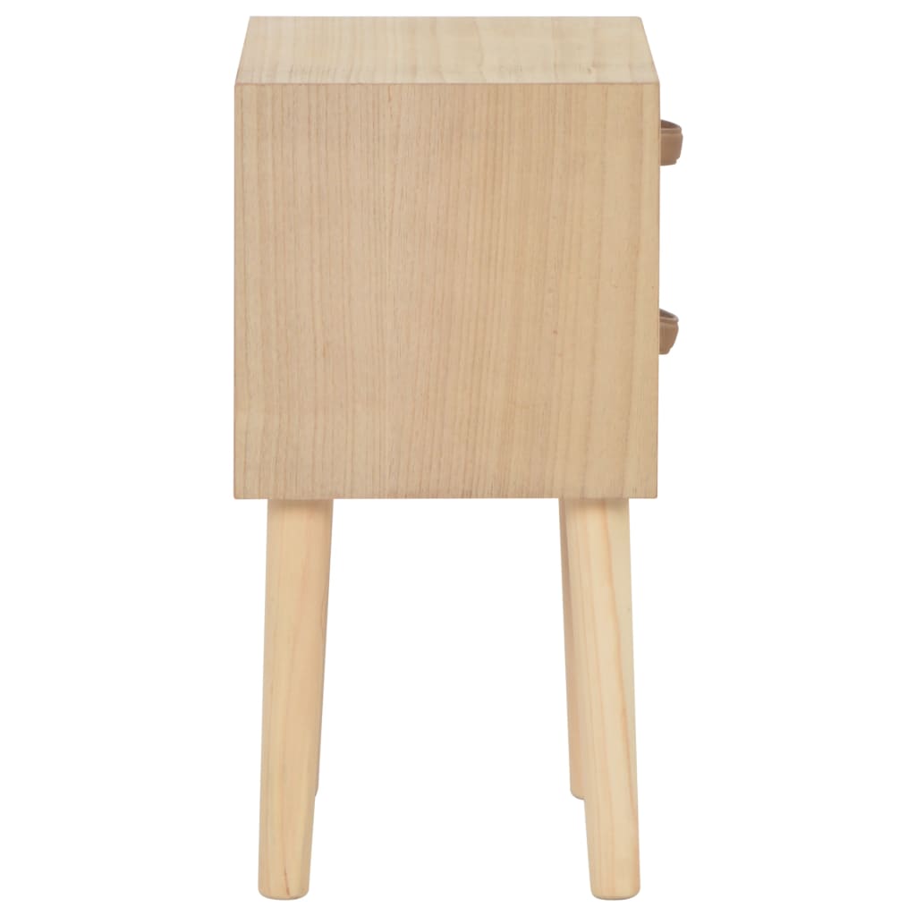 Mesita De Noche Con 2 Cajones Madera Maciza Pino 30x25x49,5 Cm_2