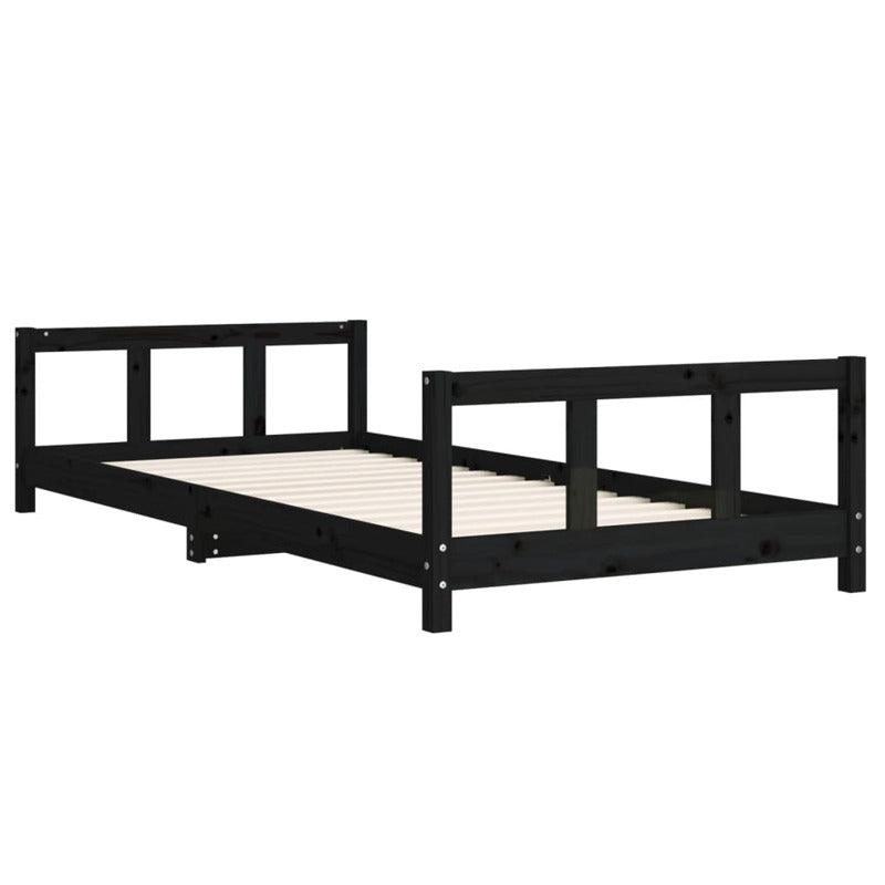 Vidaxl Estructura De Cama Para Niños Madera De Pino Negro 90x200 Cm_5