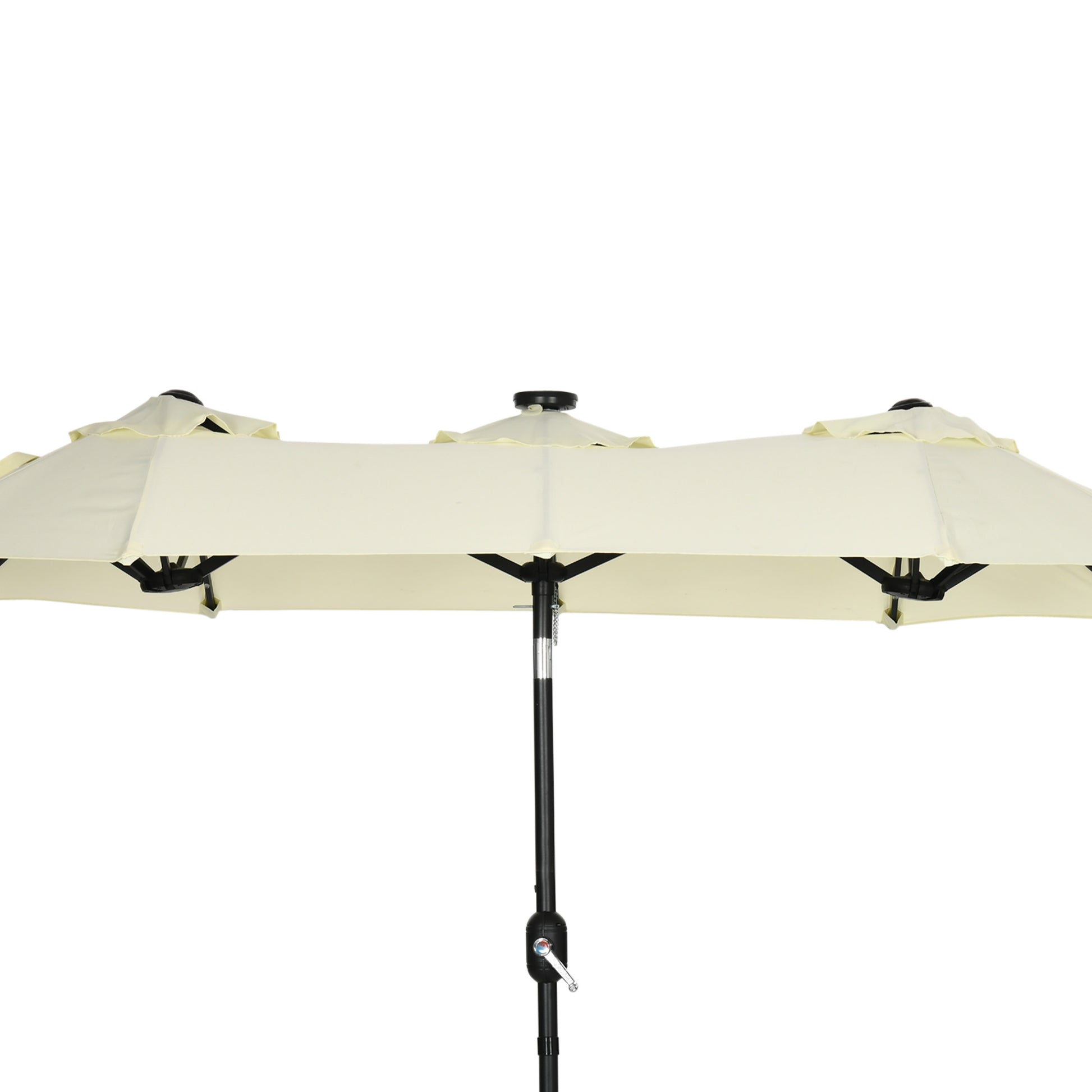 Outsunny Sombrilla Doble Con Luces Led 280x146x227 Cm Inclinación De 45° Beige_3