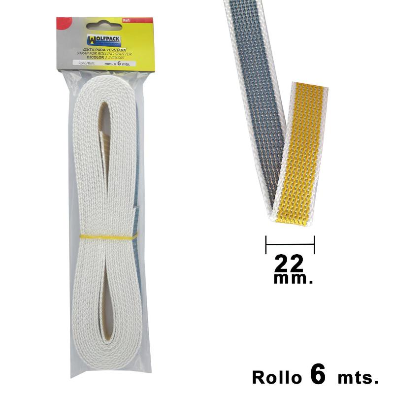 Cinta Persiana Wolfpack Bicolor 22 Mm. Rollo 6 Metros_0