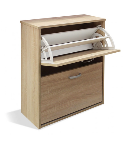Mueble Zapatero Eco De 2 Puertas Acabado Roble Cambrian, 61 Cm(ancho) 74 Cm(altura) 25 Cm(_1