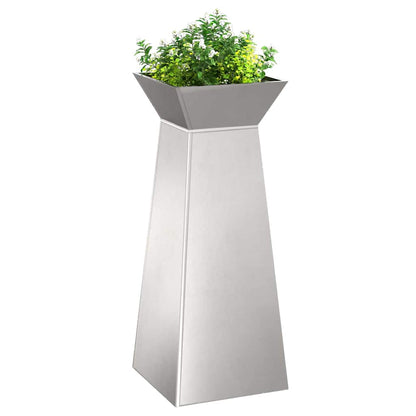 Maceta Pilar 2 Uds. Plateado 40 X 40 X 100 Cm Acero Inoxidable_2