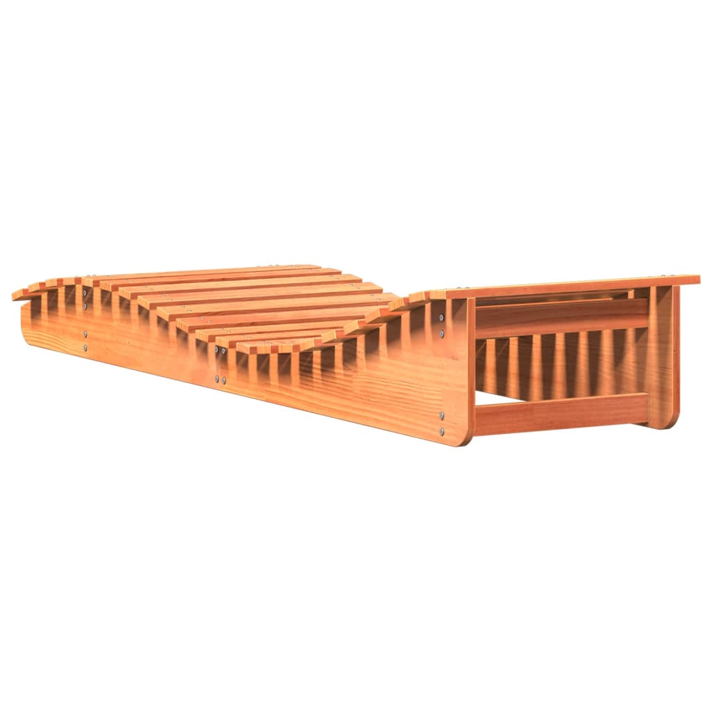 Tumbona De Madera Maciza De Pino Marrón Cera 205x60x31,5 Cm / Vetonek_4