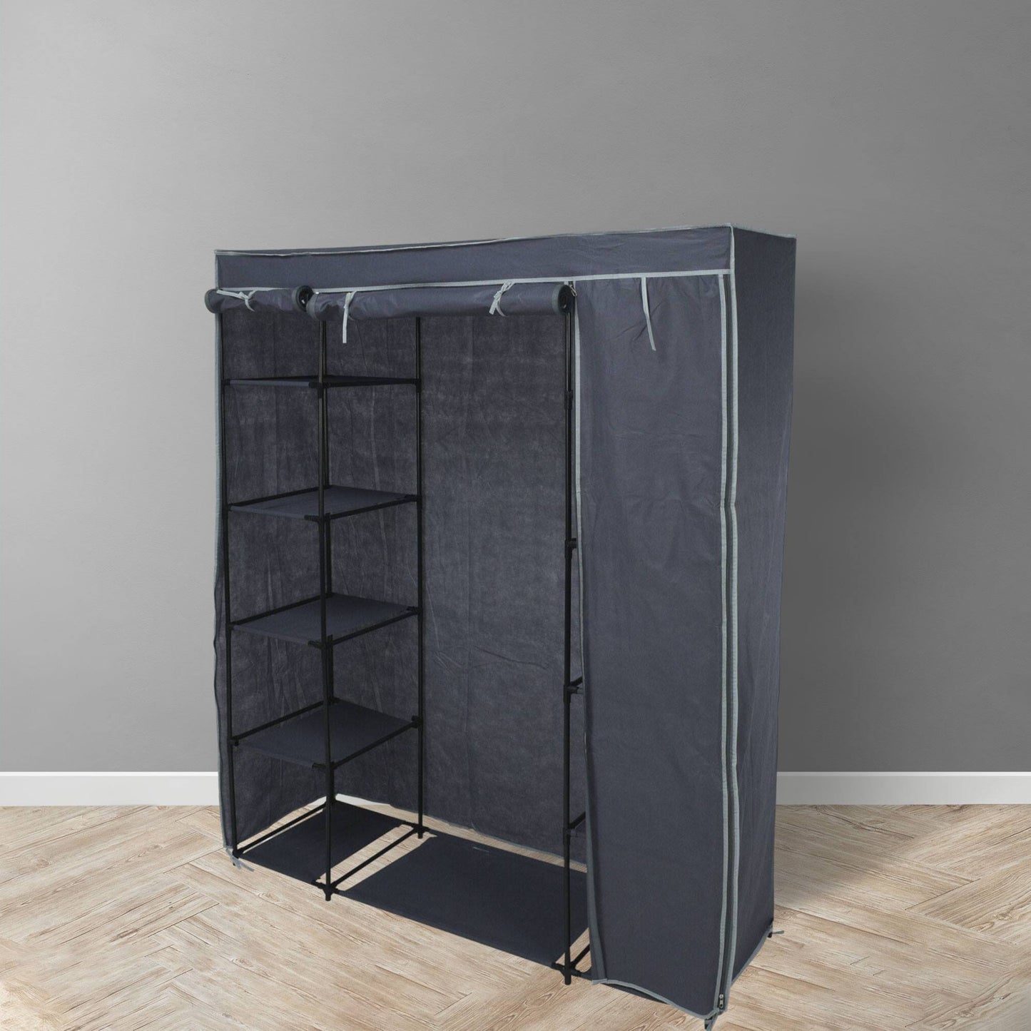 Well Home Armario De Almacenaje Camping Con Estantes Color Gris 141x45x167cm_2