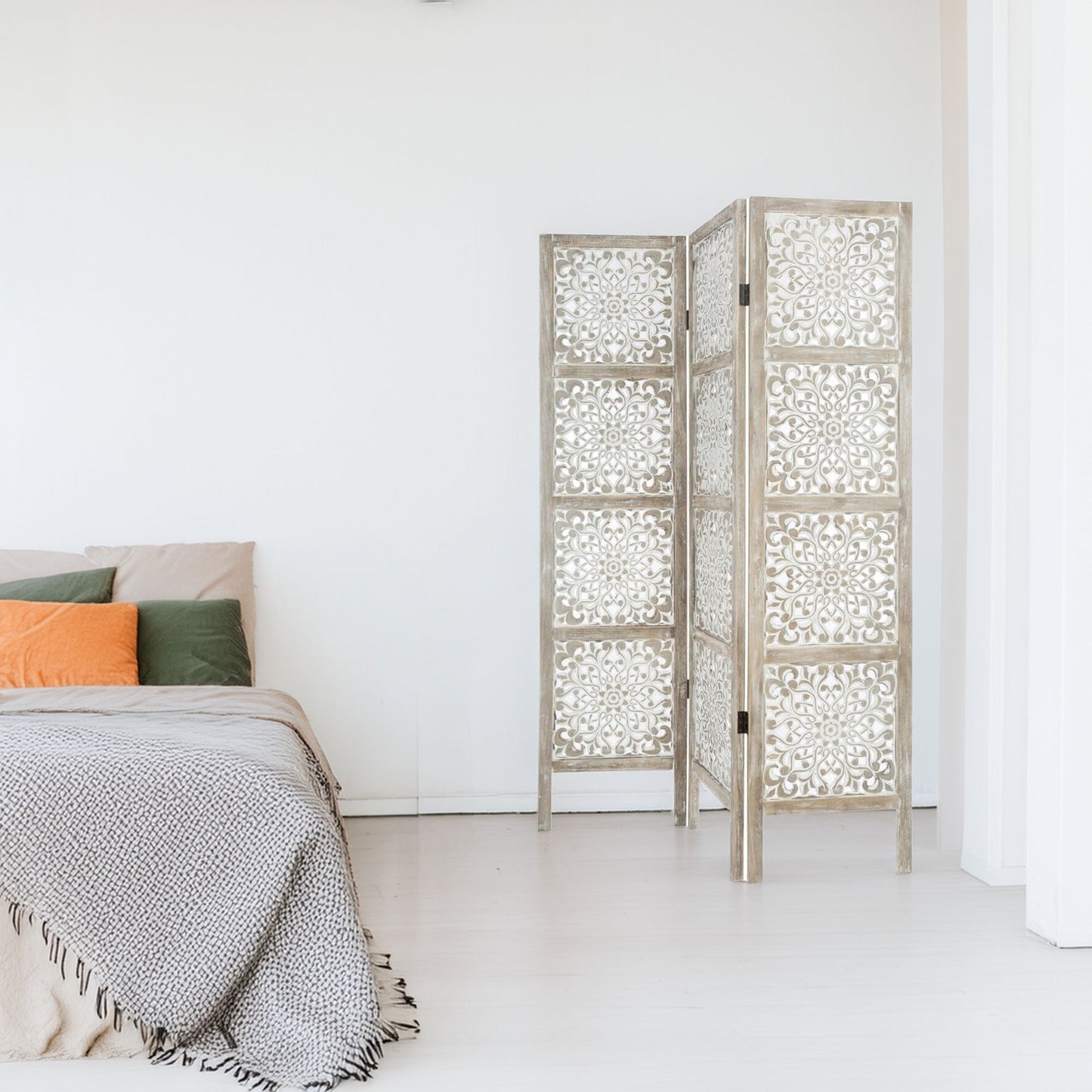 Wellhome Pantalla Madera Etnik Estampado Blanco_3