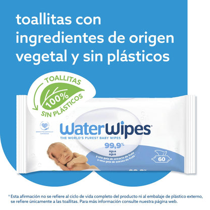 Toalhitas Húmidas WaterWipes BIO Baby 60 Unidades