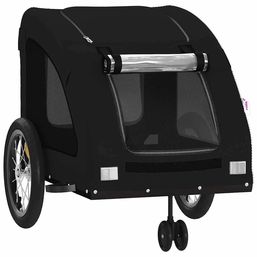 Remolque De Bicicleta Mascotas Hierro Tela Oxford Negro_4