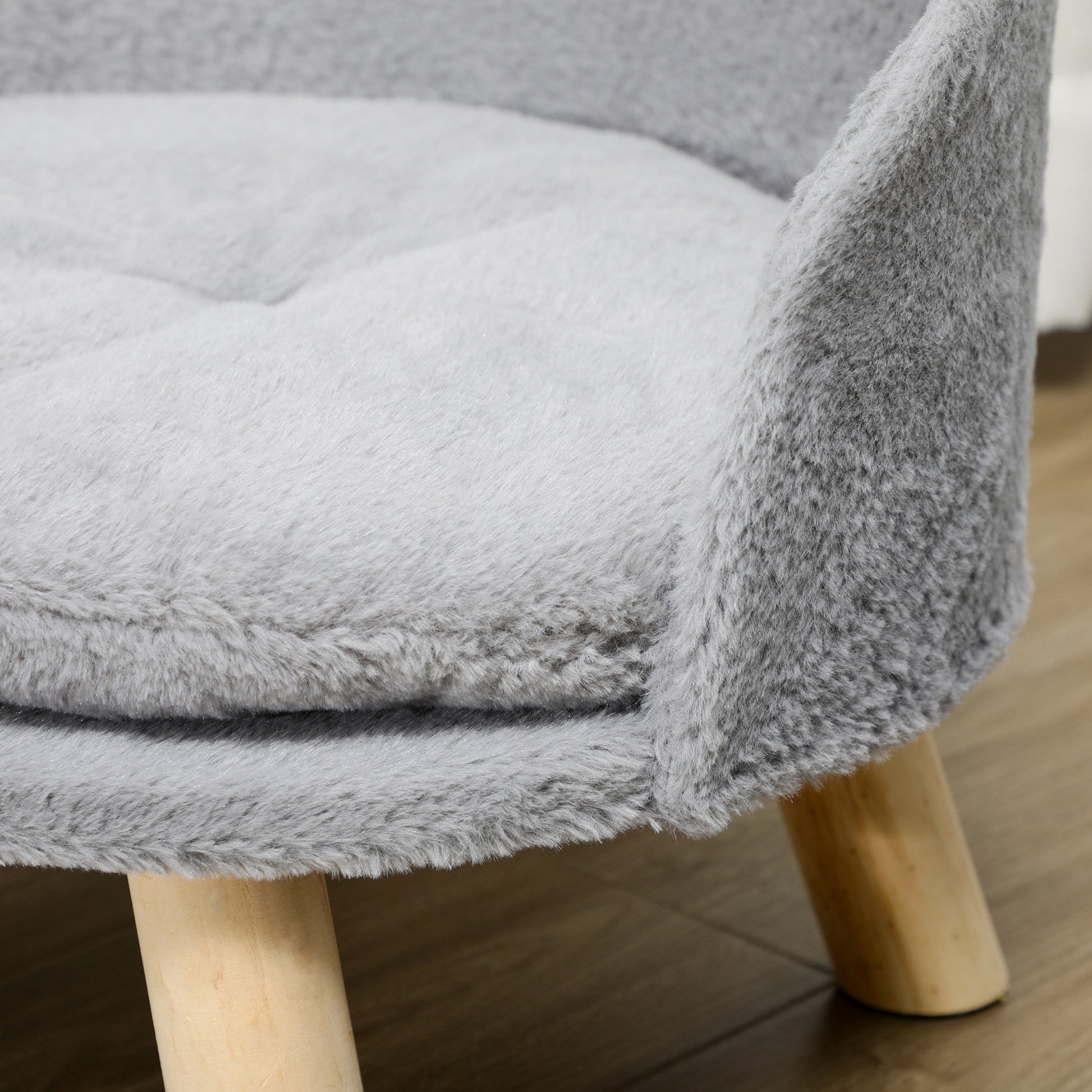 Pawhut Cama Elevada Para Perros Miniaturas Con Cojín Lavable Ø40,5x33 Cm Gris_4