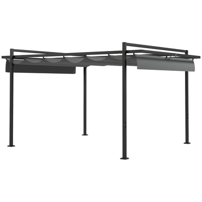 Outsunny Pérgola 3x4 M Con Techo Retráctil De Poliéster Gris Oscuro_0