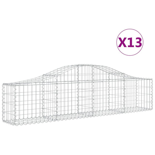 Cestas De Gaviones 13 Uds Forma De Arco Hierro 200x30x40/60 Cm_0