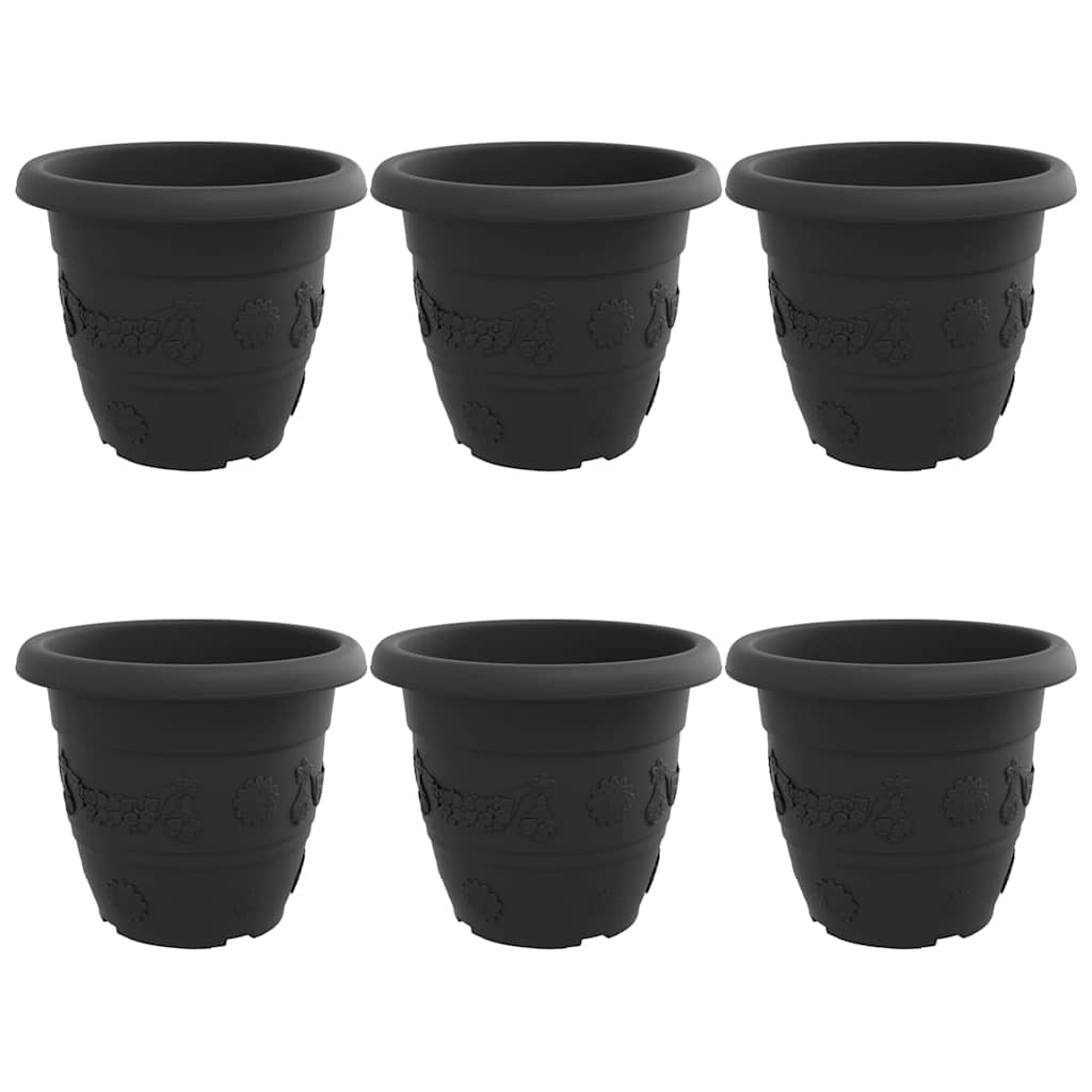 Maceta Redonda Para Flores 6 Uds. Negro Ø 34 X 28 Cm Plástico_0