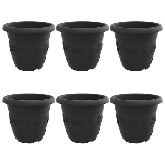 Maceta Redonda Para Flores 6 Uds. Negro Ø 34 X 28 Cm Plástico_0