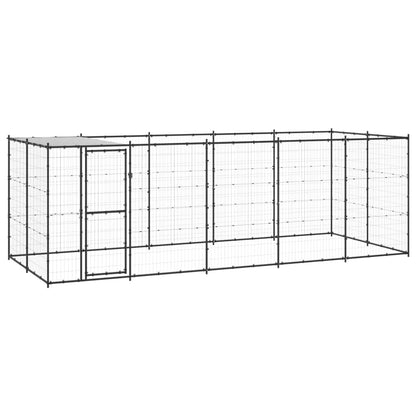 Vidaxl Perrera De Exterior De Acero Con Techo 12,1 M²_0