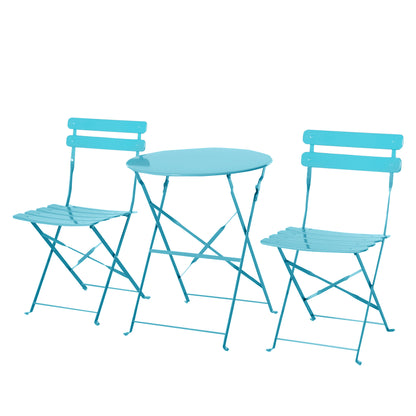 Outsunny Conjunto De Muebles Plegables De Jardín Mesa Y 2 Sillas De Metal Ø60x71_0