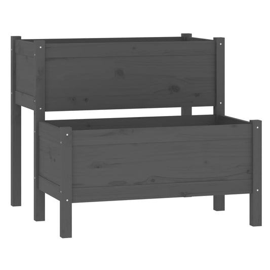 Jardinera De Madera Maciza De Pino Gris 84,5x84x75 Cm_0