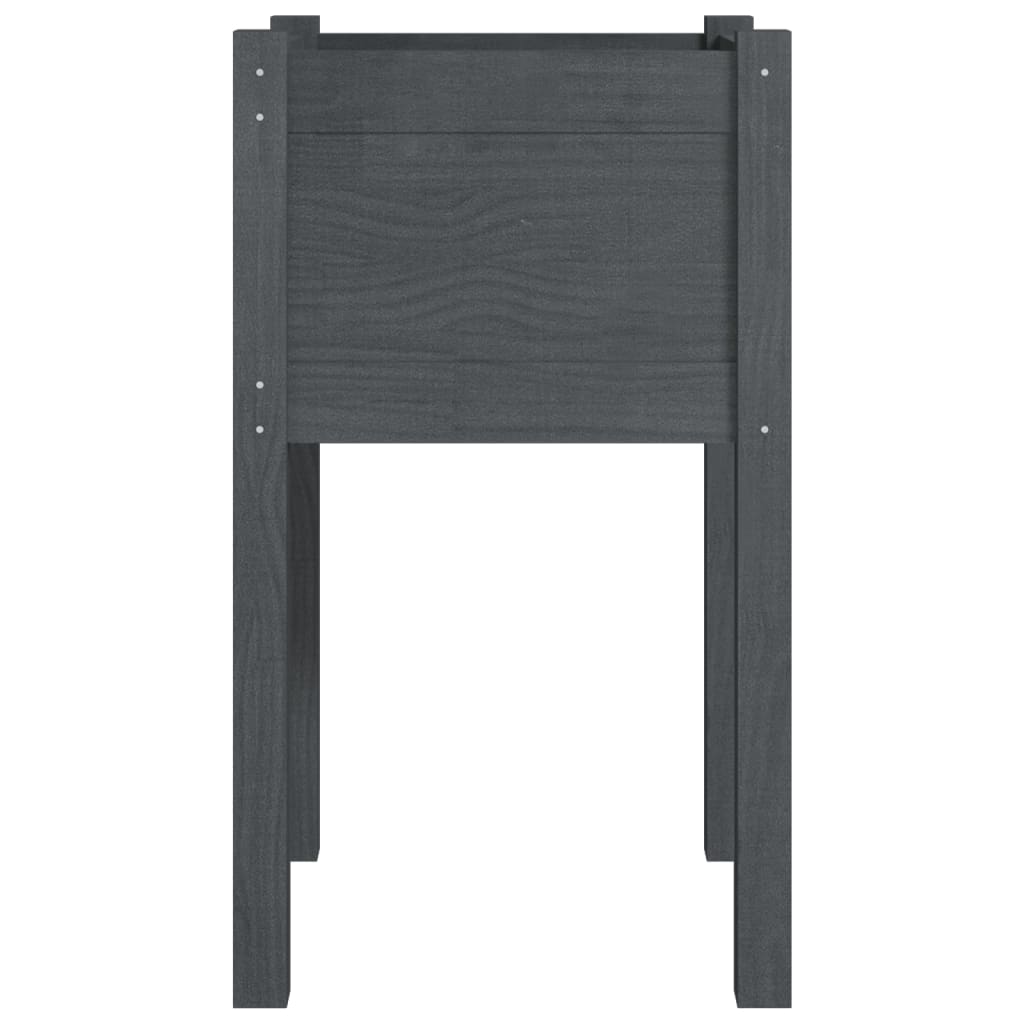 Jardinera De Madera Maciza De Pino Gris 40x40x70 Cm_3