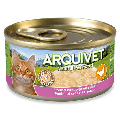 Frango e caranguejo com molho Arquivet 80 g Ração húmida para gatos