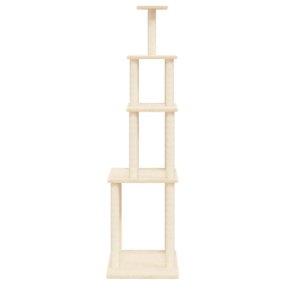Rascador Para Gatos Con Postes De Sisal Color Crema 183 Cm_3
