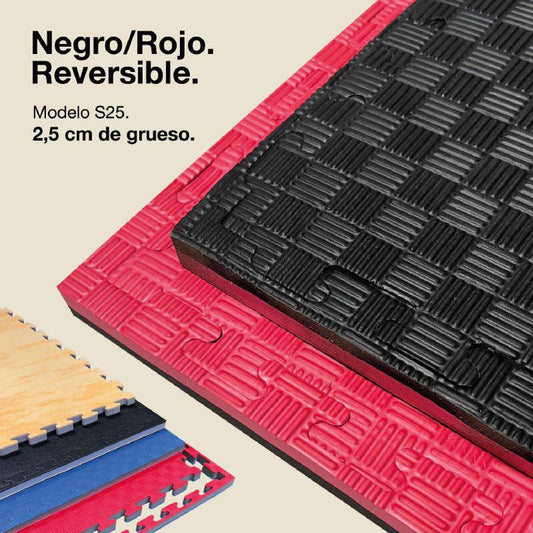 Tatami Puzzle 2,5cm 100x100cm – Alta Densidad Negro/rojo Jowy_0