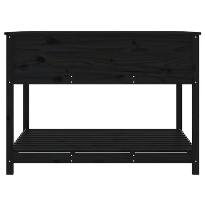 Jardinera Con Estante Madera Maciza Pino Negro 111,5x111,5x81cm_5