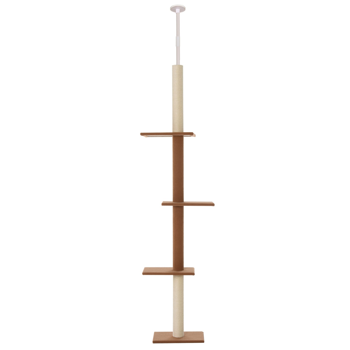 Pawhut Árbol Para Gatos Rascador 43x27x228-260cm Altura Ajustable 4 Plataformas_0