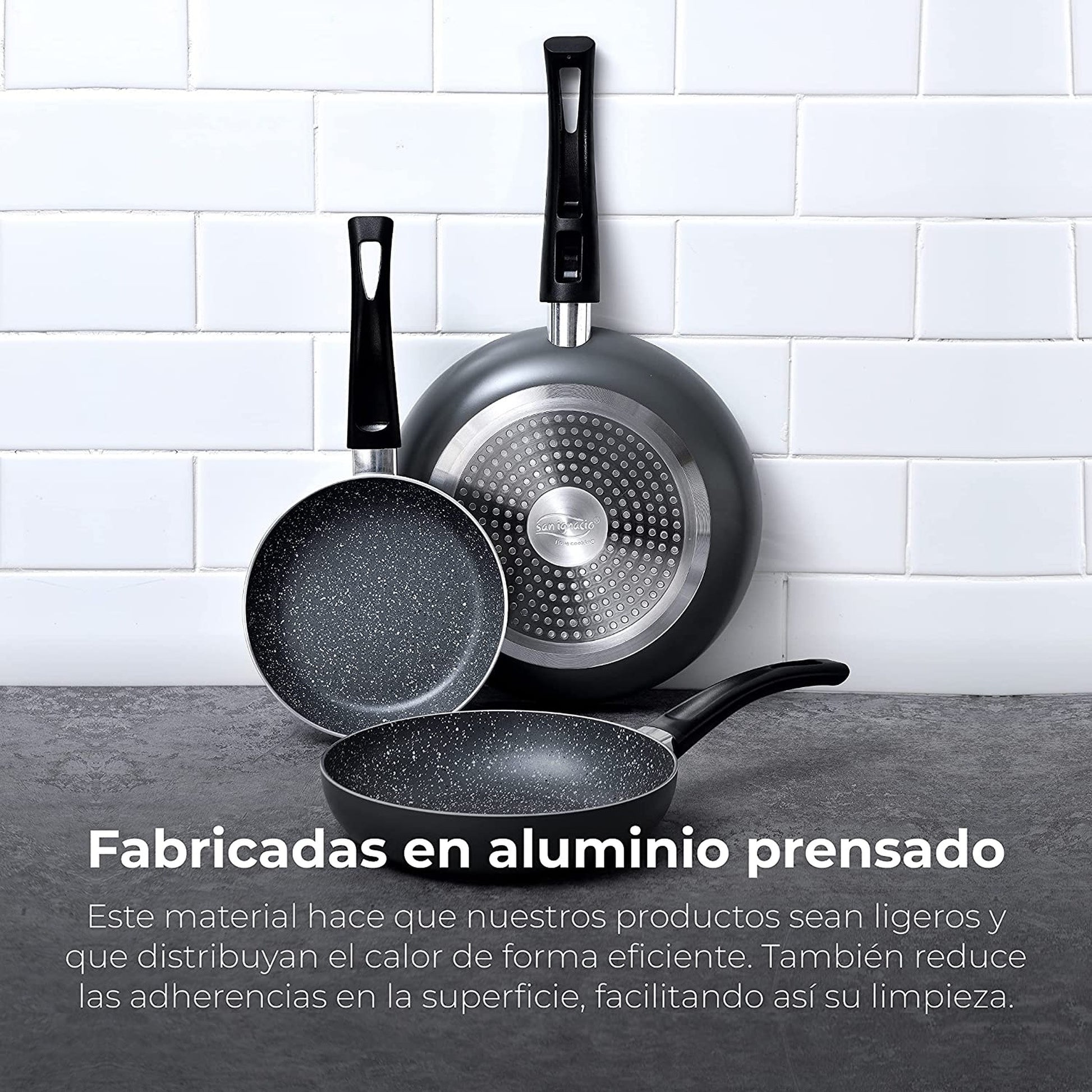 Juego De Bateria De Cocina 5pc alexia + Set 3 Sartenes (16/20/24cm) En Aluminio Prensado_4