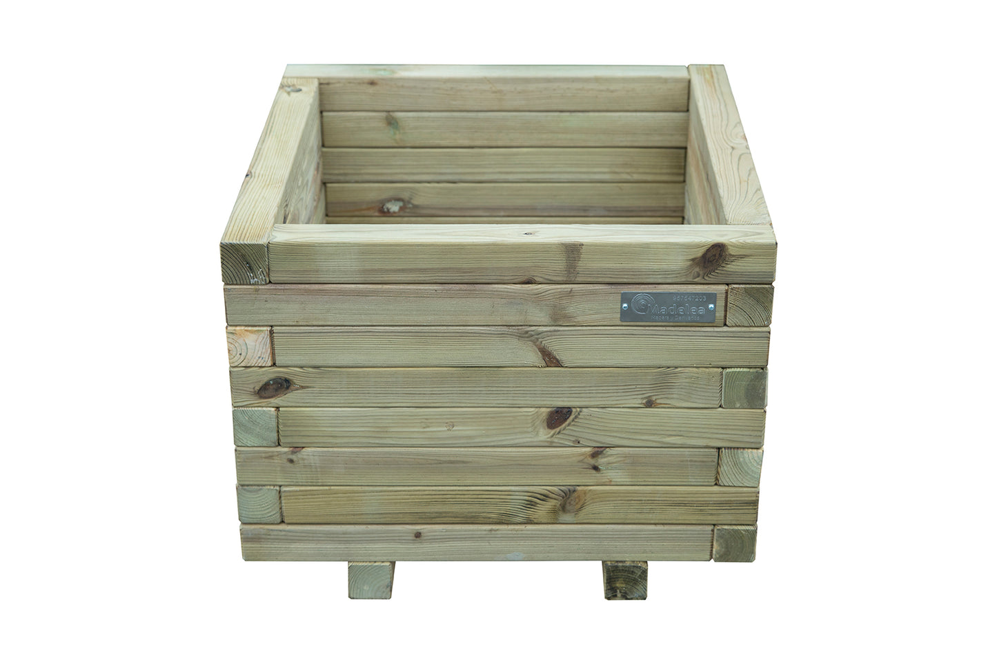 Jardinera Cuadrada De Madera Tratada Autoclave De 50 X 50 X 40 Cm 67l Incluye Bolsa Geotextil_0