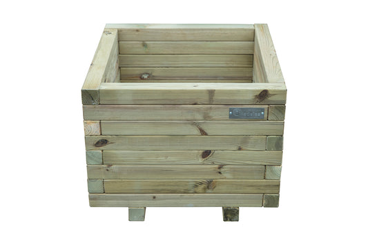 Jardinera Cuadrada De Madera Tratada Autoclave De 50 X 50 X 40 Cm 67l Incluye Bolsa Geotextil_0