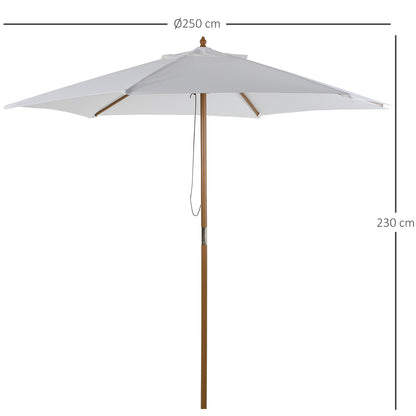 Outsunny Sombrilla De Jardín Ø250x230 Cm Con Poste Desmontable Blanco_2