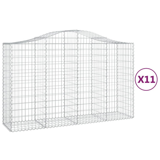 Cestas Gaviones 11 Uds Forma De Arco Hierro 200x50x120/140 Cm_0