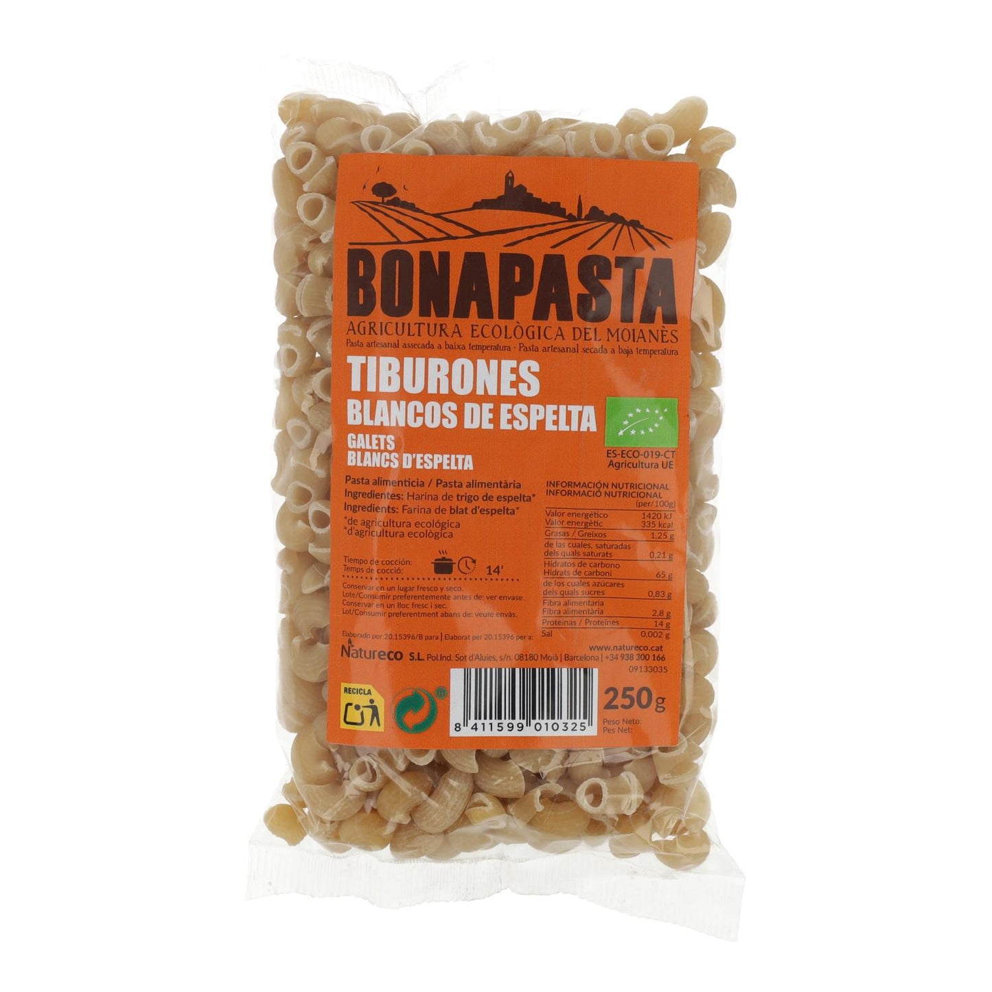 Tubarões brancos de espelta 250 g Bo Bonapasta