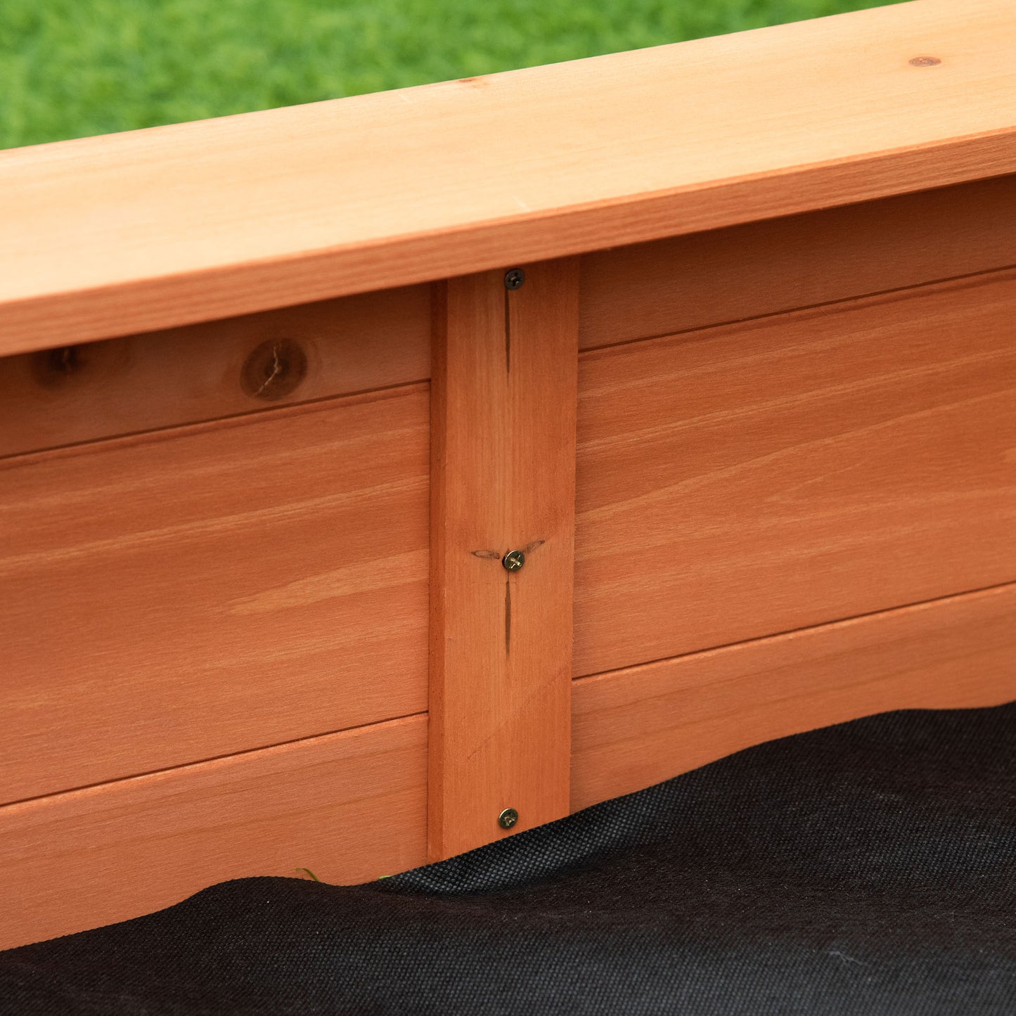 Outsunny Arenero De Madera Para Niños Con Cubierta 139,5x139,5x21,5 Cm Rojo Azul_4