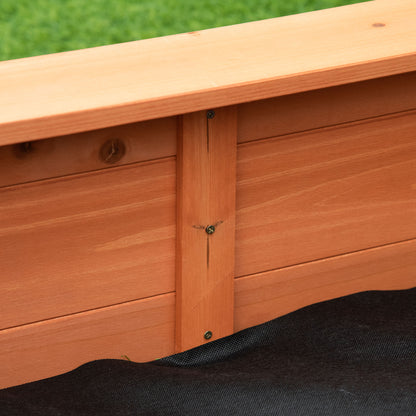 Outsunny Arenero De Madera Para Niños Con Cubierta 139,5x139,5x21,5 Cm Rojo Azul_4