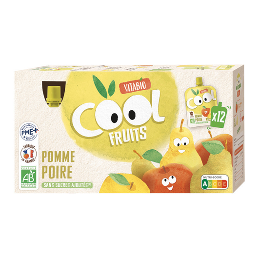 Pack de 12 unidades Cool Fruits Maçã Pêra 90g VITABIO